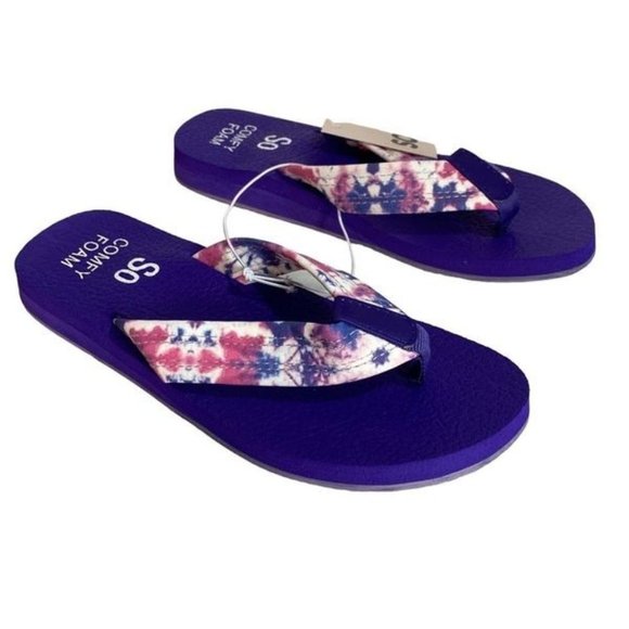 SO Shoes - New SO Comfy Foam Purple Tye Died Flip Flops Size 6